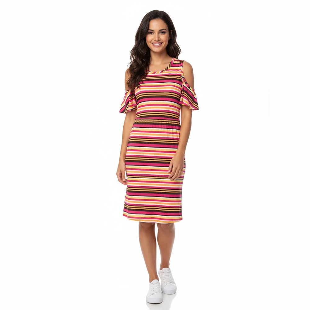 Just Be Multicolor Striped Midi Dress